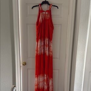 Gibson Latimer Red Halter Maxi Sundress